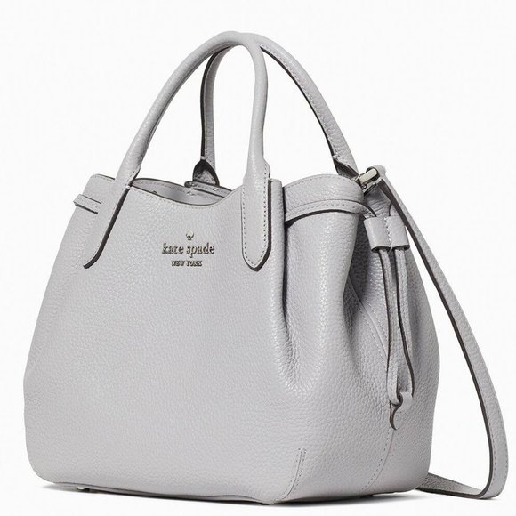New Kate Spade Dumpling Small Satchel Pebble Leather Mountain Grey - Picture 2 of 4